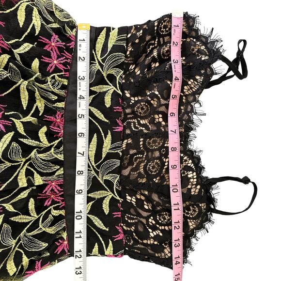 Lulu’s NEW Divine Delight Floral Embroidered Lace Maxi Dress Black Pink Green XS - Picture 13 of 16